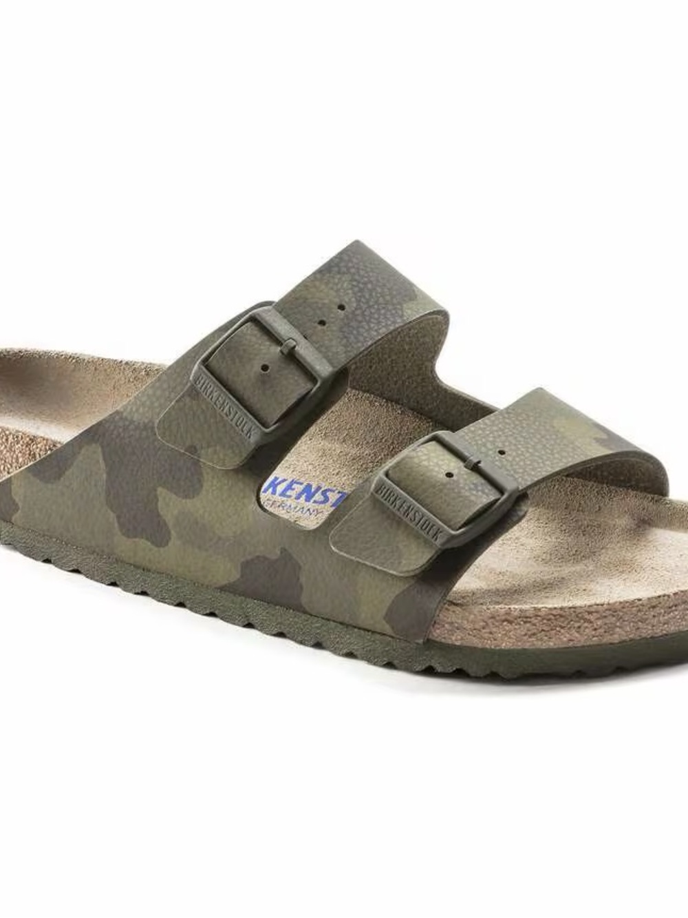 Birkenstock Arizona Camo Two-Strap Sandal - Olive and Brown 42 EU